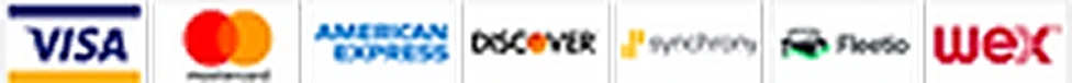 Accepted payment methods: Visa, Mastercard, American Express, Discover, Synchrony, Fleetio and WEX