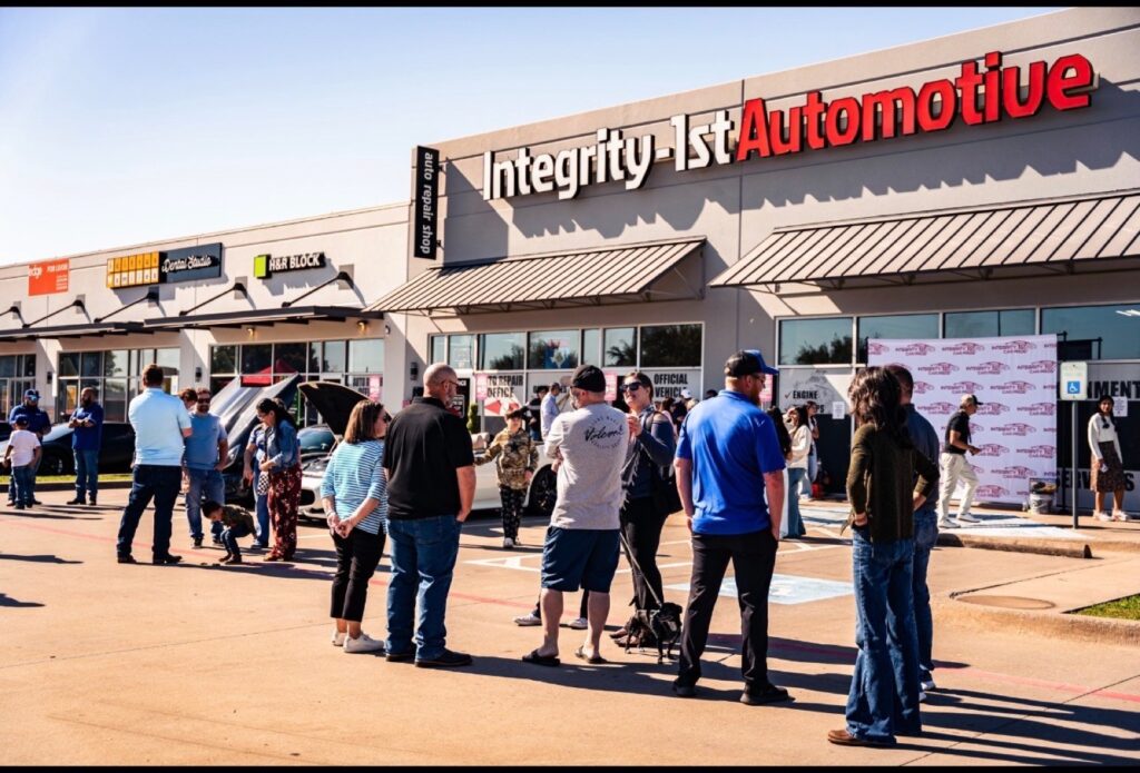 A community car show outside the Integrity 1st Car Pros Wylie shop
